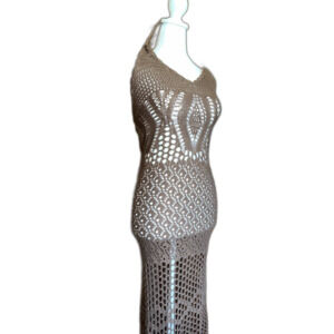 Beige Botany Swimsuit Coverup Maxi Dress Brown Beach Vacation Minimalist size S